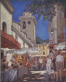 market day, Nyons, oil painting