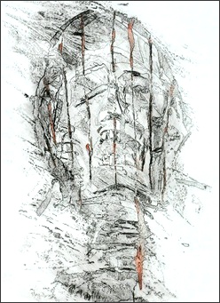 self portrait, dry point etching