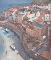 Looking towards the sea, Staithes from the Cowbar, oil painting