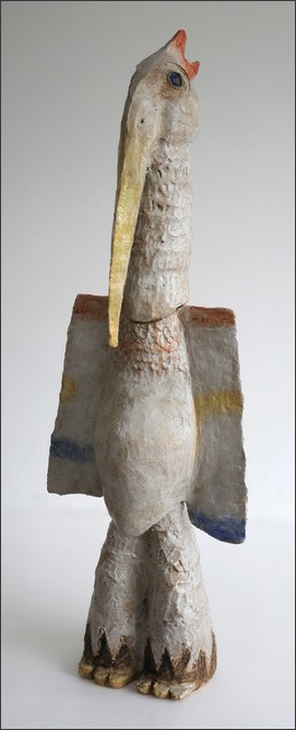 Big bird, stoneware with vitrous slips, oxides and glazes