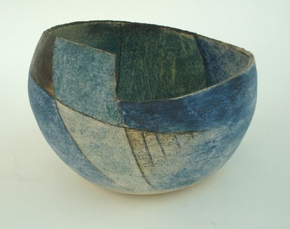 stoneware bowl, where sea meets shore, vitrous slips and oxides