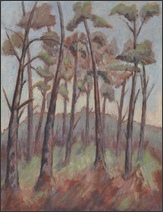 Trees in Thetford forrest, oil painting