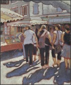 market day, Nyons, oil painting