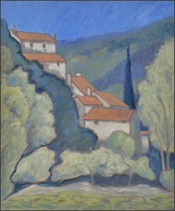Down from Salavas, Ardeche, oil painting